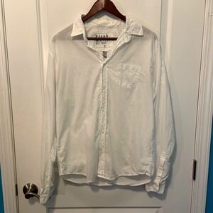 Frank & Eileen Barry White Preppy Elevated Button Up Shirt Woven in Italy Size S